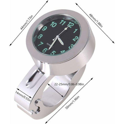 Motorcycle Handlebar Clock, Silver Motorcycle Waterproof Handlebar Glow Mount Clock Watch For Most Motorcycle Cruiser.