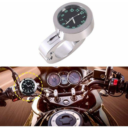 Motorcycle Handlebar Clock, Silver Motorcycle Waterproof Handlebar Glow Mount Clock Watch For Most Motorcycle Cruiser.