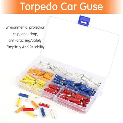 Torpedo Fuse, 200 pcs Car Torpedo Fuse For Classic Car Motorcycle, Car Torpedo Fuse With Storage Box And Continental.
