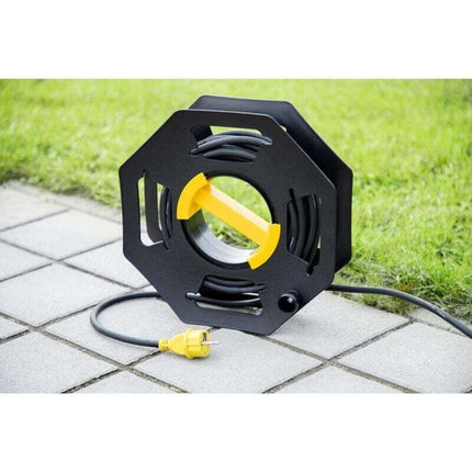 Caravan Cable Reel, Manual, Empty, For Camping And Household, Up To 25 M Of Cable, Plastic, Black And Yellow.