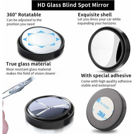 2 pcs 360° ROtation Blind Spot Mirrors, Hd Wide Angle Rear View Mirrors With 3M Self-Adhesive Blind Spot Mirror.