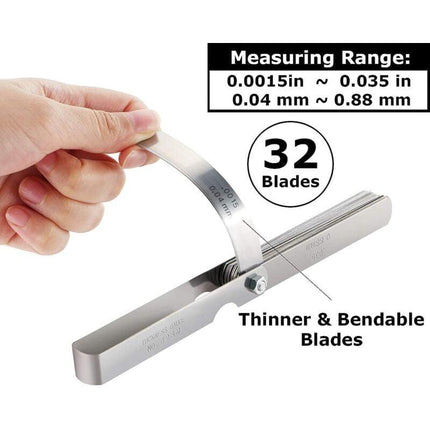 Precision Feeler Gauges, 32 Blades Metric/Imperial Marking Gap Gauge For Measuring Clearance Width/Thickness Sizes Gap.