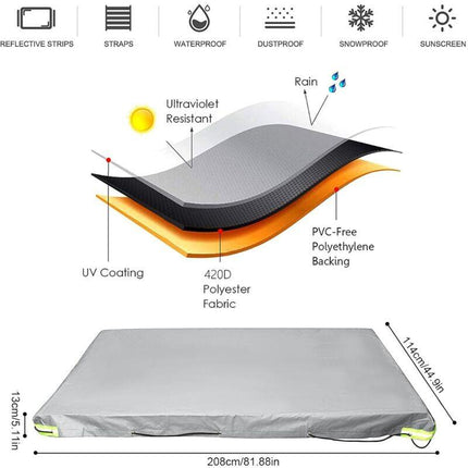 Flat Trailer Cover - 208 X 114 X 13 Cm - Dustproof - For 750 Kg Trailer - Grey.