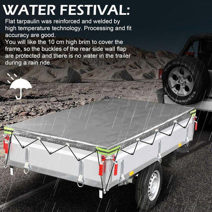 Flat Trailer Cover - 208 X 114 X 13 Cm - Dustproof - For 750 Kg Trailer - Grey.