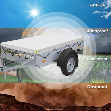 Flat Trailer Cover - 208 X 114 X 13 Cm - Dustproof - For 750 Kg Trailer - Grey.