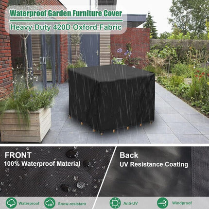 Square Garden Table Cover, Waterproof Garden Furniture Cover, Anti-Uv, Oxford Fabric Outdoor Garden Furniture Table.