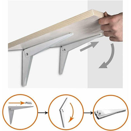 2 pcs Folding Wall Bracket, Shelf Brackets Metal Folding Shelf Brackets Garage Support Folding Bracket Diy Shelving,.