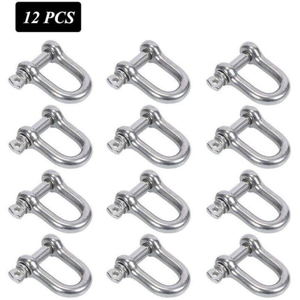 Stainless Steel Shackle 12 pcs M4 Stainless Steel Shackle Lifting Shackle Chain D Ring Shackle Pin Screw Buckle.