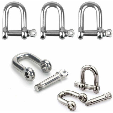 Stainless Steel Shackle 12 pcs M4 Stainless Steel Shackle Lifting Shackle Chain D Ring Shackle Pin Screw Buckle.