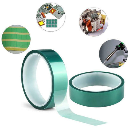 2 ROlls Green High Temperature Polyester Masking Tape Pet Powder Coated Ideal For Painting, Anodizing Applications.