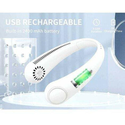 Portable Neck Fan, Usb Neck Fan With 1200Mah Battery, Bladeless Hands-Free Fan, 3 Speeds, 360° Adjustable Quiet Fan For.