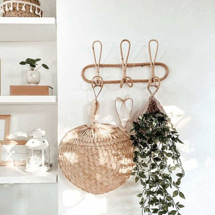 Rattan Wall Hooks Wall Coat Rack Wall Hook For Kids Clothes Hats And Clothing.