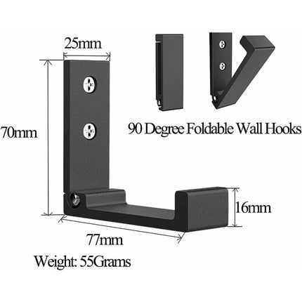4 Pack Foldable Wall Hooks - Invisible Coat Hooks, Aluminum Wall Hook, Aluminum Alloy Wall Hanging Hook 90° Foldable.