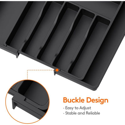Cutlery Tray, Expandable Utensil Tray For Drawer, Adjustable Drawer Organizer For Kitchen, Compact Plastic Storage For.