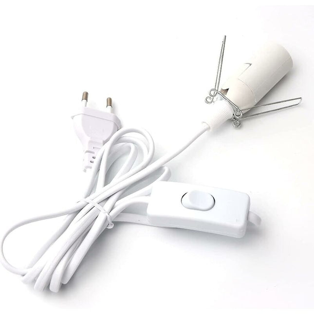 Salt Lamp Cable With Switch - E14-1.8M - Salt Lamp Socket, White.