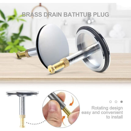 Universal Bathtub Plug Ø 43 Mm, Brass Drain Plug With Chrome-Plated Surface, Rustproof, For Regular Bathtub Drainage,.