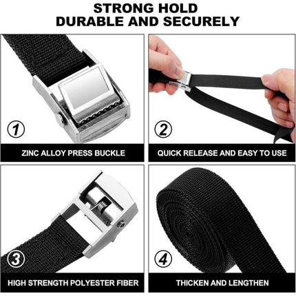 4 pcs Tie Down Strap, 2M X 20Mm Fastening Kit With Strap Clamp Buckle, For Motorcycle, Car, Bike Rack, Pulling Force:.