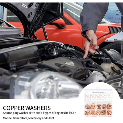 Copper Metal Washers, Gaskets Sealing Ring, Flat Washers, O-Ring With Box For Sealing - 200 pcs/M5 M6 M8 M10 M12 M14.