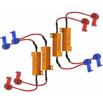 4 pcs 50W 8 Ohm LED Load Resistors Headlight Load Resistor Fog Light Decoder LED Turn Signal Resistor Decoder Wire (Fix.