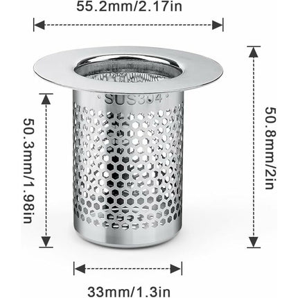 Shower Hair Filter, 3 pcs Stainless Steel Bathroom Sink Strainer, 5.5 X 5Cm Sink Stopper Filter For Balcony, Kitchen.