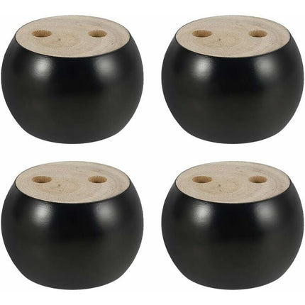 4 pcs Set ROund Wooden Furniture Legs Height 5Cm, For Sofa, Bed, Armchair, Wardrobe, With Screws And Tape (Black).