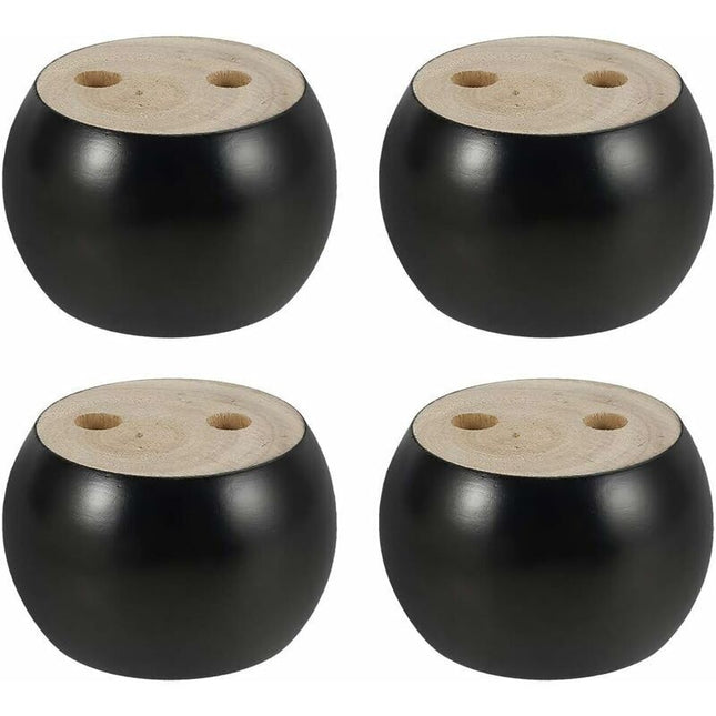4 pcs Set ROund Wooden Furniture Legs Height 5Cm, For Sofa, Bed, Armchair, Wardrobe, With Screws And Tape (Black).