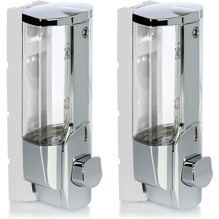 2X Wall Mount Soap Dispenser - Wall Mounted Soap Dispenser, Refillable - Soap Dispenser For Shower Gel And Shampoo.