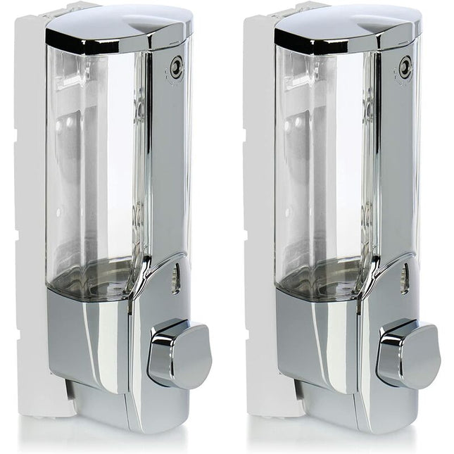 2X Wall Mount Soap Dispenser - Wall Mounted Soap Dispenser, Refillable - Soap Dispenser For Shower Gel And Shampoo.