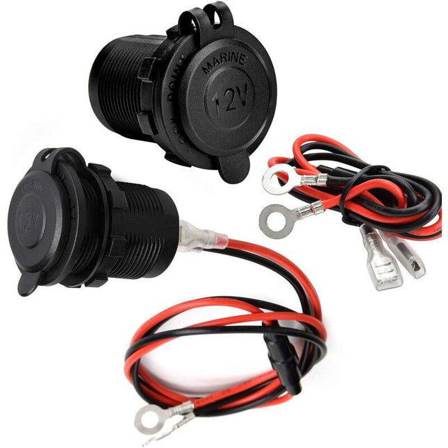 2 Pack Cigarette Lighter Socket, Waterproof Marine Grade For Boat, Motorcycle, Car, With 1M Connection Cable 12V/24V Dc.