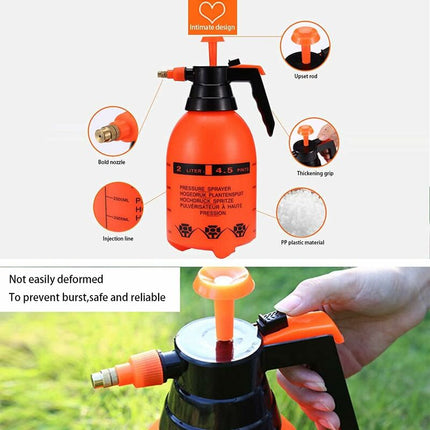 Garden Pump Sprayer 68 Oz/0.5 Gallon Hand Pressure Bottle With Adjustable Brass Nozzle For Watering Flower Lawn,.