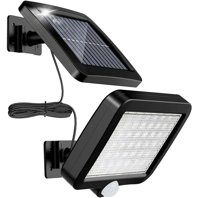 2 Pack 56 LED Solar Lights Outdoor Motion Sensor Ip65 Waterproof 120 Degree Lighting Angle With 5M Cable.