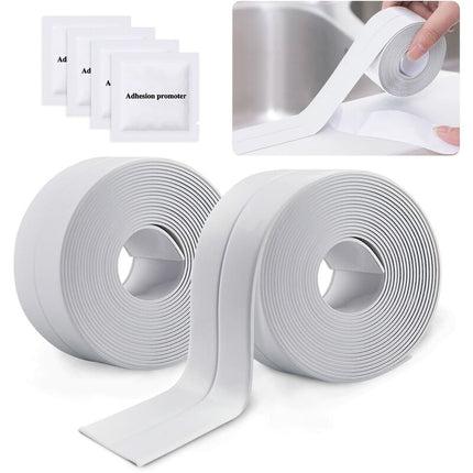 2 ROlls Waterproof Self-Adhesive Sealing Strip, Pvc Adhesive Tape For Wall, Shower, Toilet, Kitchen, Bathroom (White).