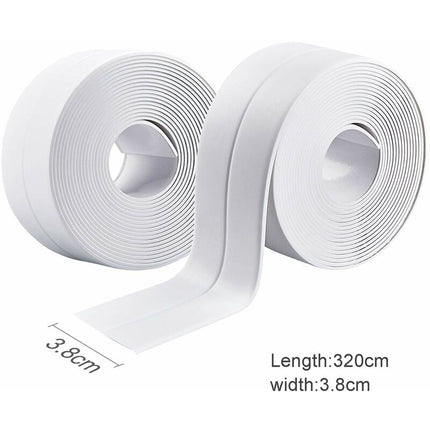2 ROlls Waterproof Self-Adhesive Sealing Strip, Pvc Adhesive Tape For Wall, Shower, Toilet, Kitchen, Bathroom (White).
