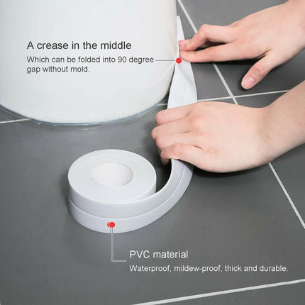 2 ROlls Waterproof Self-Adhesive Sealing Strip, Pvc Adhesive Tape For Wall, Shower, Toilet, Kitchen, Bathroom (White).