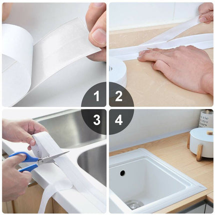 2 ROlls Waterproof Self-Adhesive Sealing Strip, Pvc Adhesive Tape For Wall, Shower, Toilet, Kitchen, Bathroom (White).
