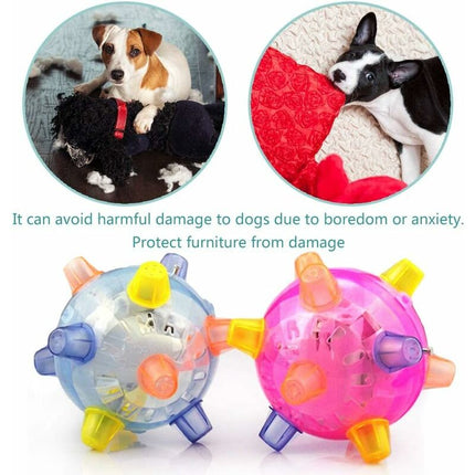 LED Dog Jumping Ball, Jump Activated, Rubber Light Up Ball, Non-Toxic Flashing Jumping Balls, Non-Toxic Pet Flash DAnce.