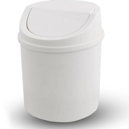 Mini Trash Can With Lid, Tabletop Trash Can, Small Plastic Trash Can, White.