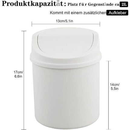 Mini Trash Can With Lid, Tabletop Trash Can, Small Plastic Trash Can, White.