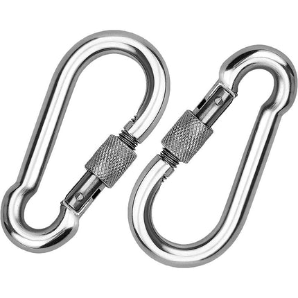 2 Pieces 304 Stainless Steel Carabiner, Stainless Steel Screw Gate Carabiner, Stainless Steel Carabiner, For Hanging.