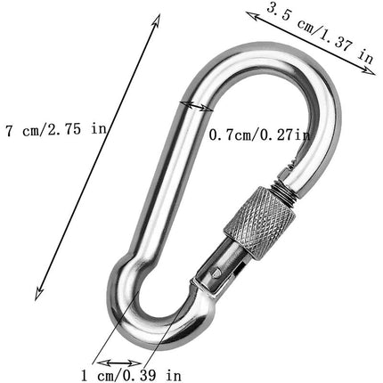 2 Pieces 304 Stainless Steel Carabiner, Stainless Steel Screw Gate Carabiner, Stainless Steel Carabiner, For Hanging.