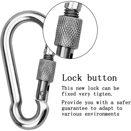 2 Pieces 304 Stainless Steel Carabiner, Stainless Steel Screw Gate Carabiner, Stainless Steel Carabiner, For Hanging.