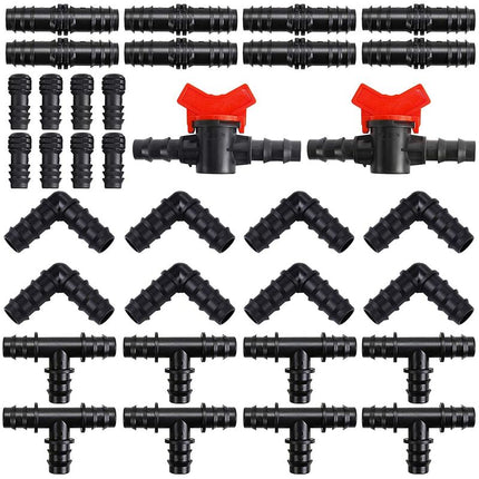 34 pcs Tubing Irrigation Fittings Kit Plastic Connectors 16Mm (1.6Cm) Garden Hose Connector Mixed Connectors For Garden.
