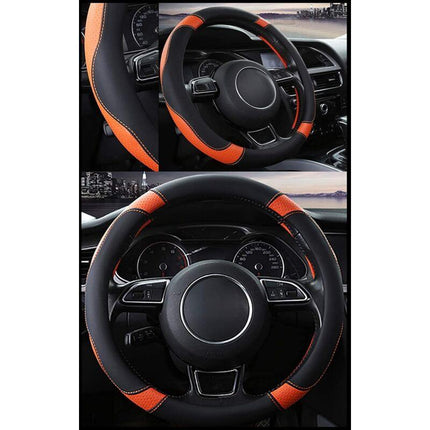 Car Steering Wheel Cover Microfiber Leather Steering Wheel Covers Universal 37-38Cm / 15" Non-Slip Breathable Durable.