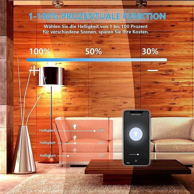 LED Dimmer Switch, Wifi Light LED Dimmer Switch Percentage Function With Timing Function, Wlan Voice App Control.