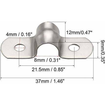 50 pcs 8Mm U-Tube 304 Stainless Steel Pipe Clamps Rigid Pipe Clamps U-Clamps For Pipe Fixing.