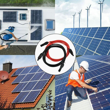 Solar Photovoltaic Extension Line Solar Panel Extension Cable With Mc4 Connector Red + Black Pair, 14Awg 3 Meters / 10.
