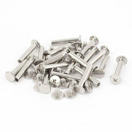 Binding Chicago Screws, 30 Sets Metal Chicago Button Binding Screws Assortment Kit Nickel Plated Binding Screws Binder.