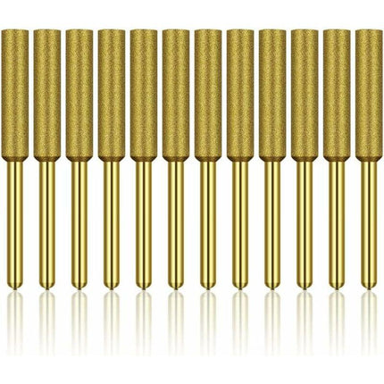 12 pcs Diamond Chainsaw Sharpener, High Hardness Titanium Plated Burr Grinding Wheel, Chainsaw Sharpener Stone Bits,.