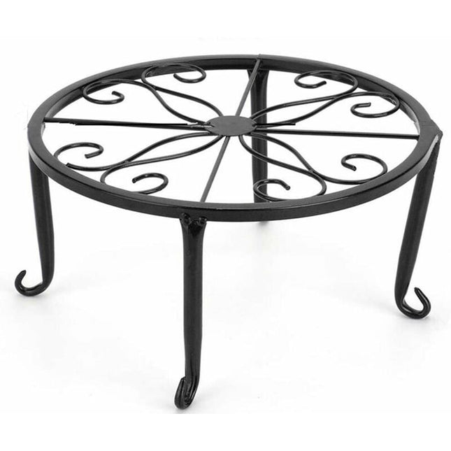 9" Rust Resistant Wrought Iron Metal Plant Pot Stand Black.