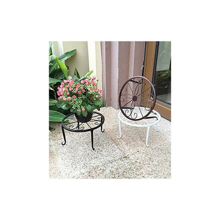 9" Rust Resistant Wrought Iron Metal Plant Pot Stand Black.
